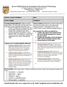 Preview of Native Son Book 3 Press Comparison Lesson Plan (pages  280-281)