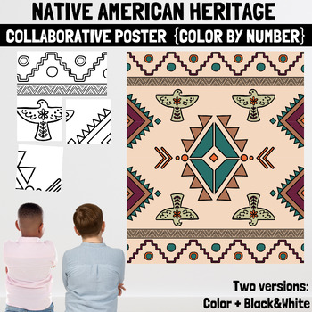 Preview of Native american heritage month Art Color by Number Mural - Collaborative Poster