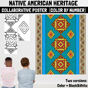 Preview of Native american heritage month Art Color by Number Mural, Collaborative Poster 2