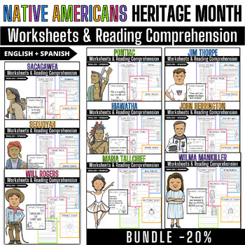 Preview of Native american heritage month Reading Comprehension - Native American figures