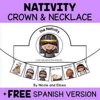 Preview of Nativity Christmas Activity Crown and Necklace Crafts + FREE Spanish
