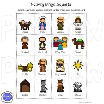 Nativity Bingo and Activities by Grace Place | TPT