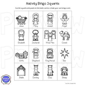 Nativity Bingo and Activities by Grace Place | TPT