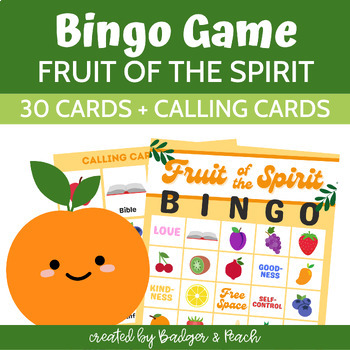 Preview of Fruit of the Spirit Bingo Game - 30 unique Bingo cards + calling cards included