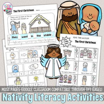 Preview of Nativity Language Activities | Letters, words, reading, writing