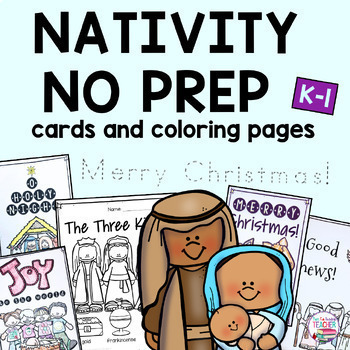 different scenes from the Nativity Pack 4 Christmas cards to colour in 