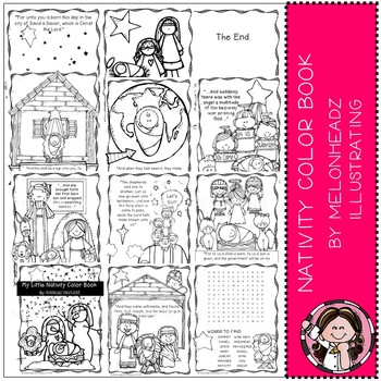 Nativity - Color Book - Printable - Melonheadz clipart by Melonheadz