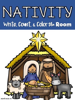 Nativity Color, Count, and Write the Room by PreK Create and Play