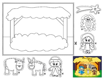 Preview of Nativity Color and Cut Out Page