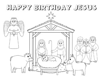 Nativity Christmas Coloring Pages For Kids Drawing With Crayons