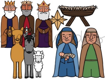 Nativity Digital Clip Art Set by Drew Doodles | TPT