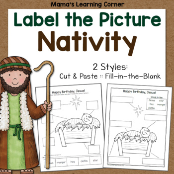 Nativity Label the Picture Worksheets by Mama's Learning Corner | TPT