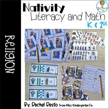 Preview of Nativity Literacy and Math Centers Kindergarten & First Grade