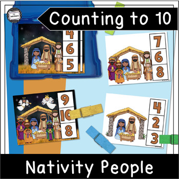 Nativity People Christmas Counting to 10 Clip Cards by The 4x6 Store