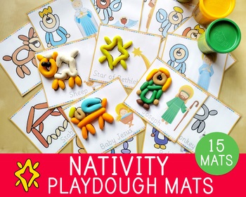 Preview of Nativity Playdough Mats, Christmas Mats, Fine Motor Skills Activity, Play Doh