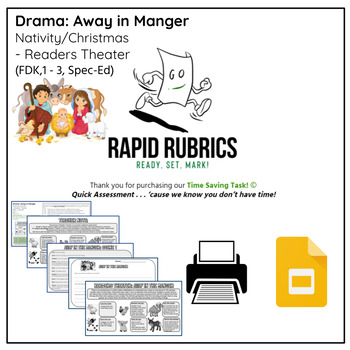 Preview of Nativity Reader's Theater Away in a Manger - Time Saving Task - Rapid Rubrics