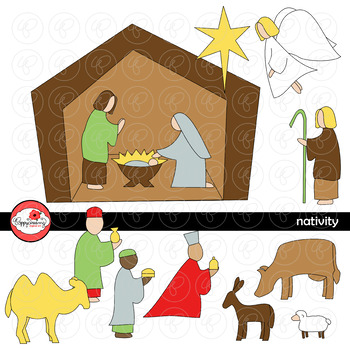 Preview of Nativity Scene Clipart Set by Poppydreamz