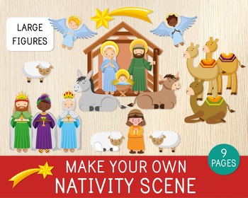 Preview of Nativity Scene for Christmas, Stick Puppets, Christian Characters, DIY