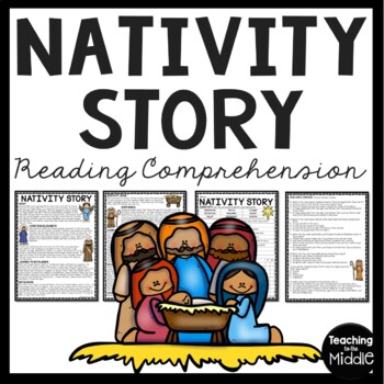 Preview of Nativity Story Reading Comprehension Worksheet Christmas Bible Stories