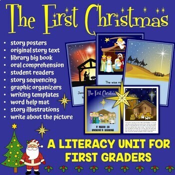 Preview of The Christmas Story Literacy Unit | Sequencing Comprehension and Writing