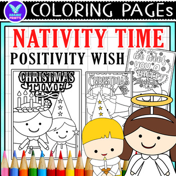 Preview of Nativity Time Positivity Wish Coloring Pages & Writing Paper Activities No PREP