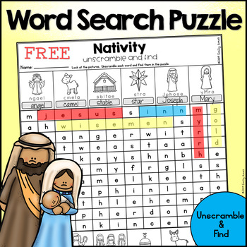 Christmas Nativity Word Search Puzzle - Unscramble and Find by Emily Ames