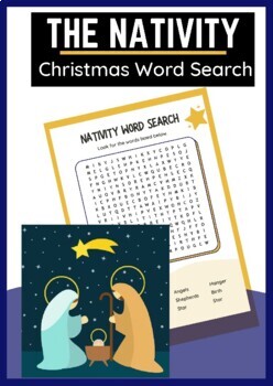 Preview of Nativity Word Search for Christmas