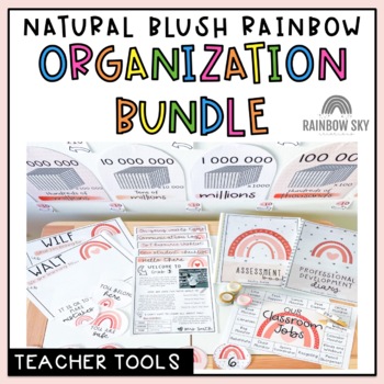 Preview of Natural Blush Rainbow Decor BUNDLE | Classroom Organization