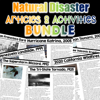 Preview of Natural Disaster Article and Activities BUNDLE | Severe Weather Historic Events