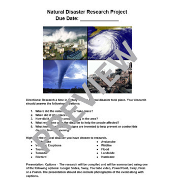 natural disaster research project 5th grade