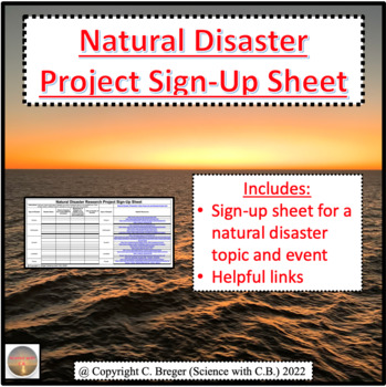 Preview of Natural Disaster Research Project Sign-Up Sheet