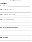 Natural Disaster Research Sheet