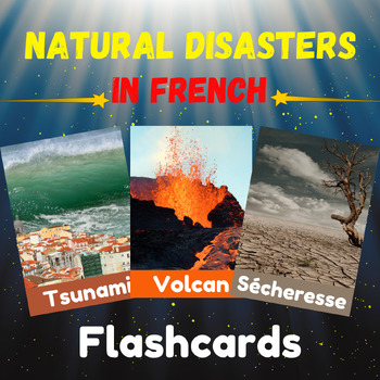 Preview of Natural Disaster Vocabulary Flashcards In French for Science & ESL Real Pictures