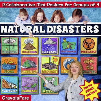 Preview of Natural Disasters Activities BUNDLE — 13 Collaborative Mini-Posters for 4