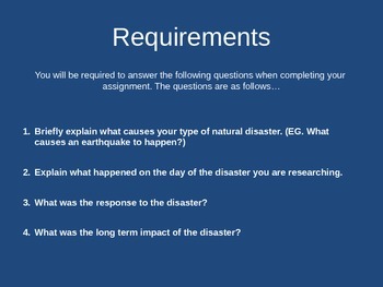 natural disasters assignment