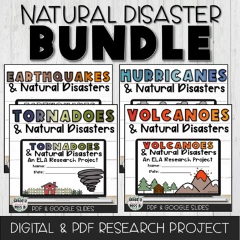 Preview of Natural Disasters Digital and Printable Research Project BUNDLE