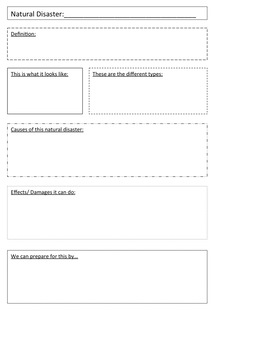 Preview of Natural Disasters Graphic Organizer