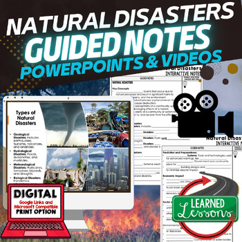 Preview of Natural Disasters Guided Notes PowerPoints, Video Flipped Classroom