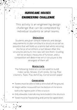 Preview of Natural Disasters - Hurricane Houses Engineering STEM Challenge