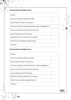 Preview of Natural Disasters - Hurricane Houses Engineering STEM Challenge Grading Rubric
