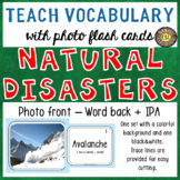 Natural Disasters Flash Cards Photo front and Word back