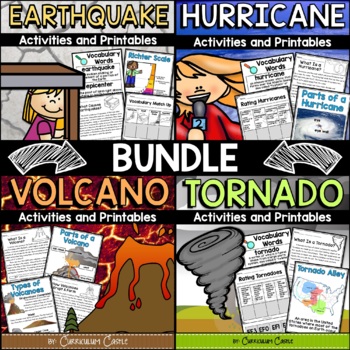 Preview of Natural Disasters Print BUNDLE {Earthquake, Hurricane, Tornado & Volcano}