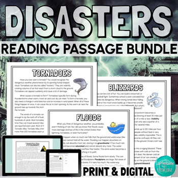 Preview of Natural Disasters Reading Comprehension Passages Bundle PRINT and DIGITAL