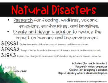 Preview of Natural Disasters Research- PDF and Google Slide Downloads