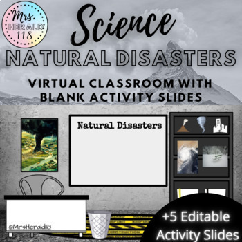 Preview of Natural Disasters Science Themed Virtual Classroom Template Bitmoji™ Google Slid