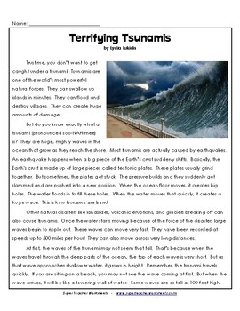 Natural Disasters: Tsunamis Reading and Questions by Science with Sandoval