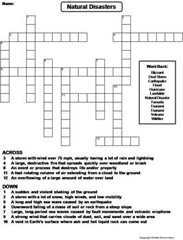 Natural Disasters Worksheet/ Crossword Puzzle by Science Spot | TpT