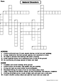 Natural Disasters Worksheet/ Crossword Puzzle