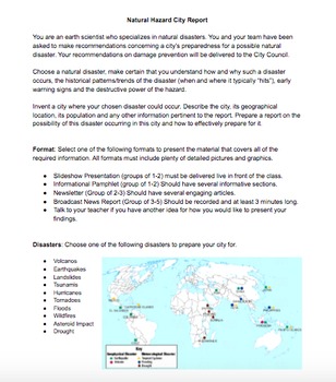 Natural Hazard City Report Ms Ess3 2 By Do Well Lessons Tpt