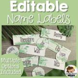 Natural Leaves Name Labels EDITABLE